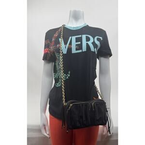 Women's MZ Wallace Black Nylon Bedford Crossbody Bag with Chain Link Strap